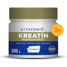 Vitafenix Mikronize Kreatin Monohidrat 300 gr - 3 Adet (Toplam 900 gr) - Dezenfektan Hediyeli (%72 Alkol)