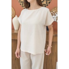 Nova Epoxy Art Bej T-Shirt ve Pantolon Takım