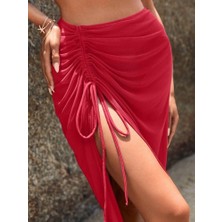 Nova Epoxy Art Kadın Yüksek Bel Yandan Büzgülü Uzun Tül Detaylı Pareo