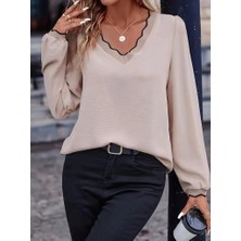 Nova Epoxy Art Kadın Uzun Kollu V Yakalı Aerobin Bluz