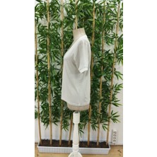 Nova Epoxy Art Kadın Kısa Kollu V Yakalı Viskon Bluz