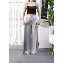 Nova Epoxy Art Keten Önü Çapraz Parçali Lasti̇kli̇ ve Bağcikli Geni̇ş Paça Pantolon