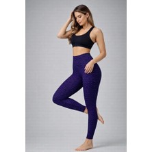 Nova Epoxy Art Yüksek Bel Toparlayıcı Likralı Büzgülü Tayt - Mavi