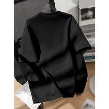 Nova Epoxy Art Baskılı Oversize Bisiklet Yaka T-Shirt - Siyah