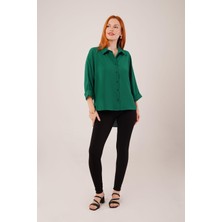 Nova Epoxy Art Kol Katlama Detaylı Zümrüt Yeşili Gömlek