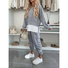 Nova Epoxy Art Kadın Uzun Kollu Kapşonlu Viskon Iki Iplik Bluz ve Pantolon Ikili Takım