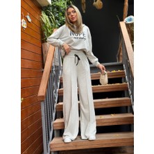 Nova Epoxy Art Kadın Uzun Kollu Nope Baskılı Beli Ribanalı Ikili Takım