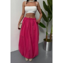 Nova Epoxy Art Bel Lastikli Balon Etek Şanel Boy Soft Kumaş - Fuşya