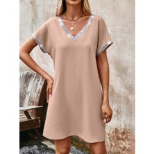 Nova Epoxy Art Kadın Yaka ve Kol Pul Payet Şeritli Ithal Krep Elbise