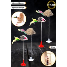 Özbience 4'lü Zemine Yapışan Hareketli Esnek Çanlı Peluş Kedi Oyuncağı