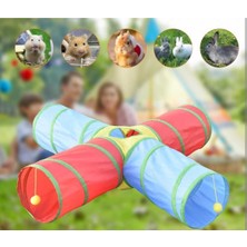 Özbience Katlanabilir 4 Yollu Renkli Evcil Hayvan Oyun Tüneli