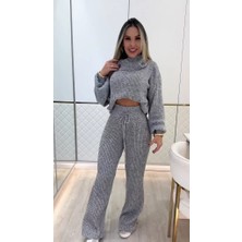 Nova Epoxy Art Kadın Uzun Kollu Balıkçı Yaka Kısa Triko Bluz ve Pantolon Ikili Takım