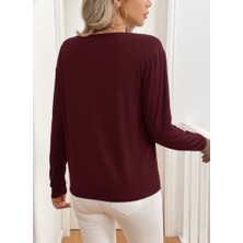 Nova Epoxy Art Kadın Uzun Kollu V Yakalı Viskon Iki Iplik Bluz