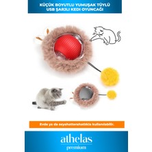 Özbience Yumuşak Tüylü Hareketli Kedi Oyuncağı, USB Şarjlı Pom Pom Topu