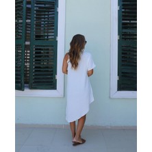 Nova Epoxy Art Kadın Tek Omuzu Açık Askılı Asimetrik Kesim Detaylı Bluz