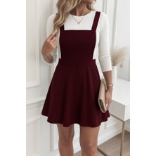 Nova Epoxy Art Kadın Askılı Sırttan Çapraz Detaylı Kısa Kiloş Kadife Mini Elbise