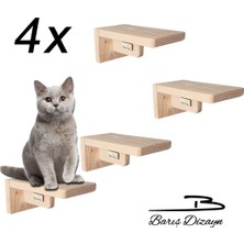 Özbience Ahşap Kedi Basamağı Seti, 18CM, Güçlendirilmiş, Duvar Yolu, 4'lü Paket