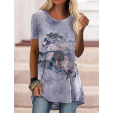 Nova Epoxy Art Kadın Kısa Kollu Bisiklet Yaka Salaş Süprem Bluz