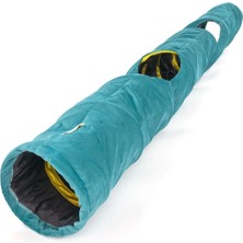 Özbience Katlanabilir Uzun Kadife Kedi Tüneli Petrol Mavisi