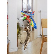 Özbience Renkli ve Eğlenceli Uçan Papağan Kedi Oyuncağı
