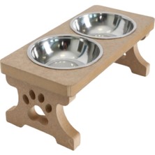 Özbience Ahşap Demonte Kedi Mama ve Su Kabı, Çelik Taslı, Şık ve Pratik Tasarım