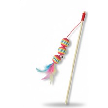 Özbience Renkli Tüylü Kedi Oltası 3'lü Set, Eğlenceli ve Etkileşimli Oyun Arkadaşı