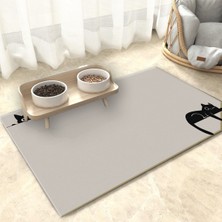 Özbience Evcil Hayvan Beslenme Matı, Yıkanabilir ve Kolay Temizlenir, Bej Renk