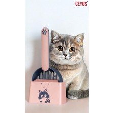 Özbience Pratik Kedi Kumu Temizleme Küreği ve Platformu, Pembe Renkli