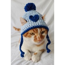 Özbience Lacivert Kalpli Örgü Şapka, Evcil Hayvanlar Için Tatlı Aksesuar