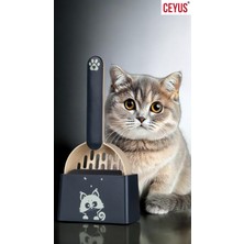 Özbience Kedi Kumu Temizleme Küreği ve Platformu, Pratik ve Şık Antrasit Renk