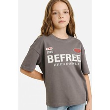 DeFacto Oversize Bisiklet Yaka Slogan Baskılı Kısa Kollu Tişört Kız Çocuk G1765A826SM