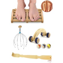 Allians 4'lü Ahşap Masaj Seti, Boyun, Sırt, Ayak ve Kafa Için Rahatlatıcı