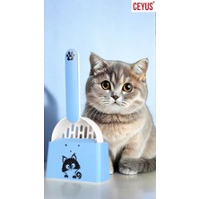 Özbience Mavi Renkli Kedi Kumu Küreği ve Platformu Seti