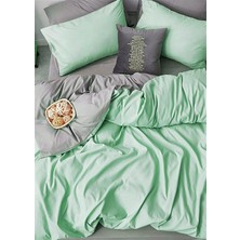 More Home Lastikli Çarşaflı Tek Kişilik Nevresim Takımı  Yeşil-Antrasit