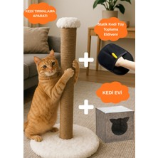 Özbience 3’lü Kedi Bakım Seti: Tırmalama, Tüy Toplama Eldiveni ve Kedi Evi