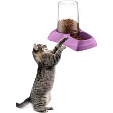 Özbience Şeffaf Çok Fonksiyonlu Kedi Köpek Mama ve Su Kabı Hazneli