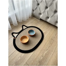 Özbience Siyah Evcil Hayvan Kedi Mama Paspası Sunum ve Supla Yatak Önü Paspası