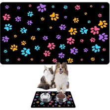 Özbience Renkli Patiler Evcil Hayvan Beslenme Matı, 40X60, Kolay Temiz, Su Geçirmez