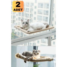 Özbience Yumuşak Cama Asma Kedi Yatağı Çiftli Portatif Pencere Hamağı
