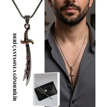 925 Ayar Gümüş Burgu Tilki Kuyruğu Zülfikar Tasarım Erkek Kolye 55 cm