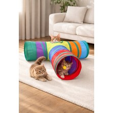 Özbience Renkli Kedi Tüneli Oyuncağı, Çok Girişli, Zilli ve Eğlenceli Tasarım