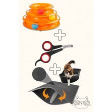 Özbience Elekli Tuvalet Paspası + 3 Katlı Kedi Oyuncak + Tırnak Makası Seti