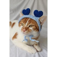 Özbience Mavi Kalpli Örgü Evcil Hayvan Şapkası, Şık ve Rahat Aksesuar