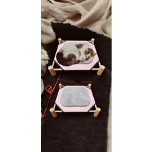 Özbience Yumuşak ve Konforlu Ahşap Detaylı Peluş Evcil Kedi Yatağı