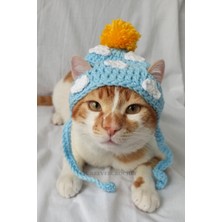 Özbience Renkli Ponponlu Örgü Bulut Şapka, Evcil Hayvanlar Için Tatlı Aksesuar