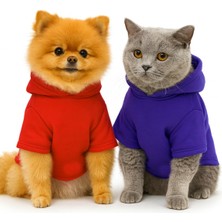 Özbience Kırmızı ve Mor Iki Renkli Pamuklu Sweatshirt Yavru ve Orta Boy Kediler Için