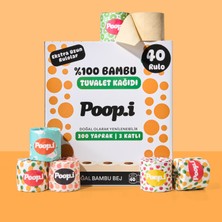Poop.i %100 Bambu "extra Uzun Rulo" 40 Tuvalet Kağıdı Fruity Loop Doğal Bej
