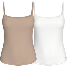 Tommy Hilfiger Kadın Beyaz Tommy Hilfiger 2 Pack Camı, 0VD Beyaz Kadın T-Shirt & Polo