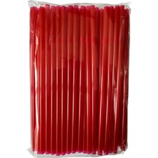 Omeyva Körüklü Kırmızı Kalın Buzlu Soğuk Içecek Pipet - 22 Cm. - 8 Mm. - 100 Adetlik Paket