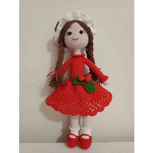 Evim Oyuncak Dünyası File Etekli Kırmızı Kokina Bebek Amigurumi Organik